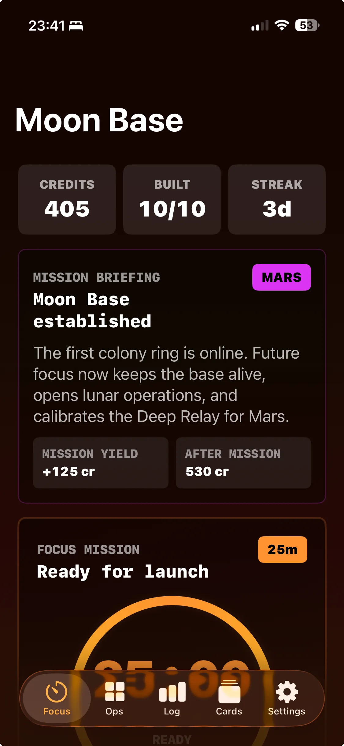 Mission briefing for the Moon Base